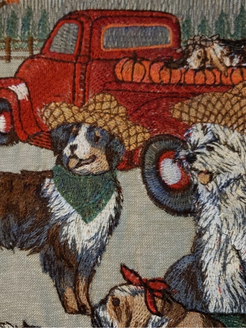 Pier 1 Imports Embroidered Dogs Fall Autumn Halloween Table Runner 13”x72